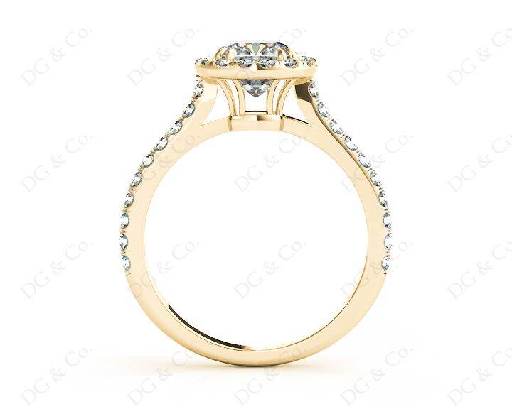 Cushion Cut Halo Diamond Engagement Ring with Claw Set Centre Stone - 18K Yellow - DG & Co. Jewellery