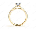 Twist Band Round Cut Four Claw Set Diamond Ring with Pave Set Stones Down the Shoulders - 18K Yellow - DG & Co. Jewellery