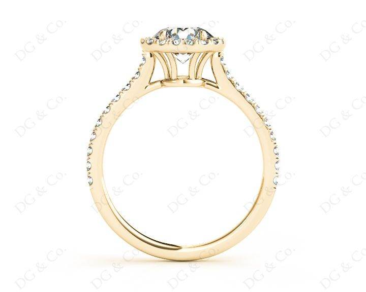 Round Cut Halo Diamond Engagement Ring with Claw Set Centre Stone in 18K Yellow - DG & Co. Jewellery