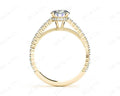 Round Cut Four Claw Set Diamond Ring with Side Halo and Round Cut Diamonds Claw Set on the Band - 18K Yellow - DG & Co. Jewellery