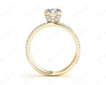 Round Cut Four Double Claw Set Diamond Ring with Pave Set Diamonds Down The Shoulders in 18K Yellow - DG & Co. Jewellery