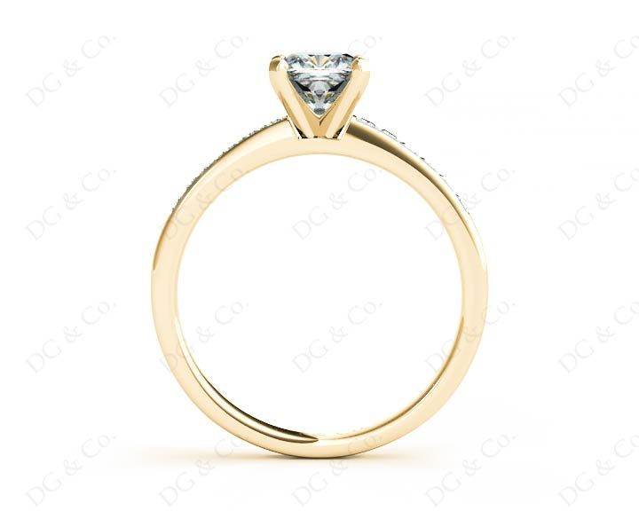 Cushion Cut Diamond Engagement ring with four claws centre stone - 18K Yellow - DG & Co. Jewellery