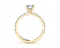 Round cut claw set diamond ring with pave set side stone - 18K Yellow - DG & Co. Jewellery
