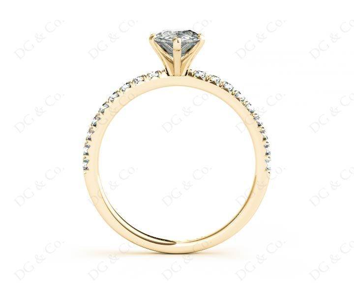 Marquise Cut Claw Set Diamond ring with pave set side stone - 18K Yellow - DG & Co. Jewellery