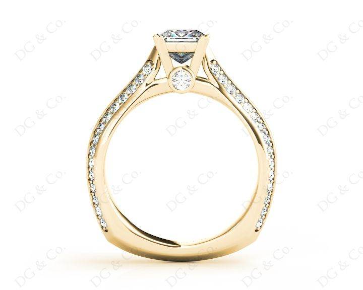 Princess Cut Diamond Engagement Ring with Claw set centre stone in 18K Yellow - DG & Co. Jewellery
