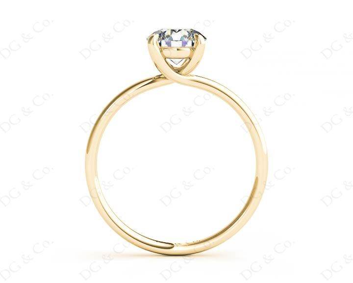 Round Cut Four Claw Set Diamond Ring with Plain Band - 18K Yellow - DG & Co. Jewellery