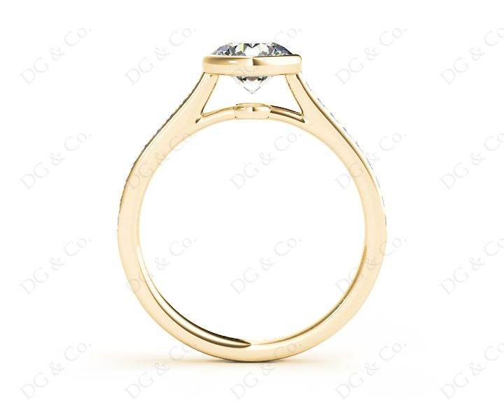 Round Cut Bezel Diamond Ring with Channel Set Side Stones - 18K Yellow - DG & Co. Jewellery