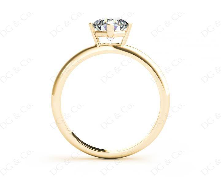 Solitaire Round Cut Four Claw Set Diamond Engagement Ring with Plain Band - 18K Yellow - DG & Co. Jewellery