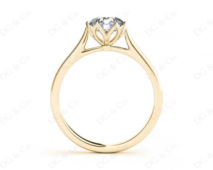 Round Cut Six Claw Set Diamond Ring with Plain Band in 18K Yellow - DG & Co. Jewellery
