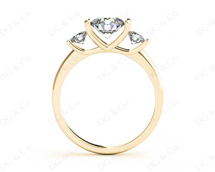 Round Cut Classic Trilogy Tension Set Diamond Ring - 18K Yellow - DG & Co. Jewellery