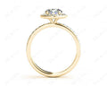 Round cut halo diamond engagement ring with four claw setting in 18K Yellow - DG & Co. Jewellery