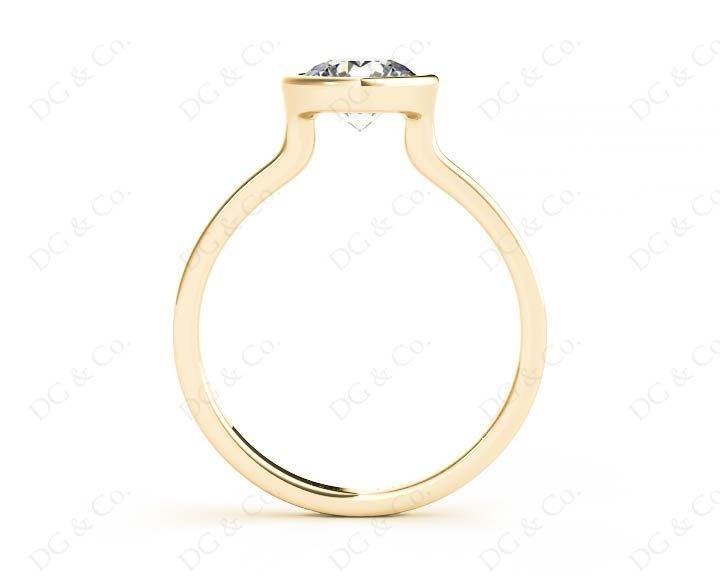 Round Cut Bezel Set Solitaire Engagement Ring With a Plain Band - 18K Yellow - DG & Co. Jewellery