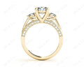 Three Stone Diamond Engagement Ring Round Cut with a Channel Share Prong Shoulder Setting - 18K Yellow - DG & Co. Jewellery