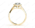 Round Cut Split Shank Diamond Halo Engagement Ring with Pave Set Side Stones Down the Band in 18K Yellow - DG & Co. Jewellery