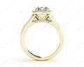 Vintage Style Round Cut Split Shank Milgrain Halo Set Engagement Ring with Channel Set Side Stones in 18K Yellow - DG & Co. Jewellery
