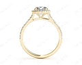 Round Cut Diamond Ring With Round Cut Diamonds Scallop Set on the Halo and Down the Shoulders - 18K Yellow - DG & Co. Jewellery