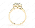 Round Cut Flower Halo Diamond Ring with a Claw Set Halo and Pave Set Side Stones - 18K Yellow - DG & Co. Jewellery