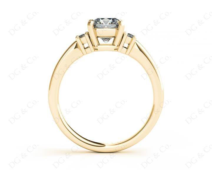 Radiant square cut three stone diamond ring claw set centre stone - 18K Yellow - DG & Co. Jewellery