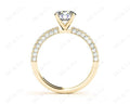 Round Cut Four Claws Side Stone Engagement Ring with Milgrain Set Side Stones in 18K Yellow - DG & Co. Jewellery
