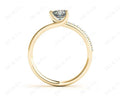 Cushion Cut Diamond Ring with Three Prong Set Centre Stone and Pave Set Side Stones - 18K Yellow - DG & Co. Jewellery