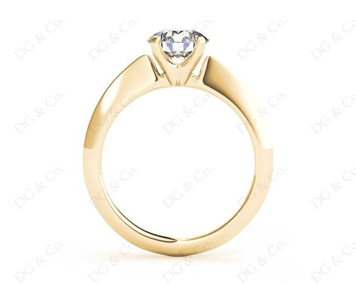 Round Cut Solitaire Diamond Engagement Ring with Four Prong set centre stone and a Knife Edge Band in 18K Yellow - DG & Co. Jewellery
