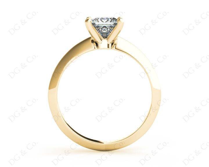 Princess Cut Solitaire Diamond Engagement Ring with Claw set centre stone with Knife-Edge Shoulders - 18K Yellow - DG & Co. Jewellery