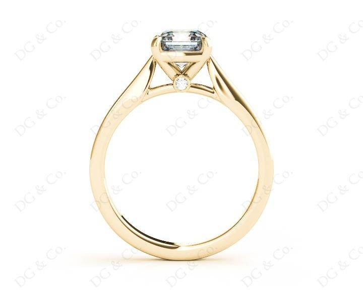 Asscher Cut Solitaire Diamond Engagement Ring with 4 Claw set centre stone in 18K Yellow - DG & Co. Jewellery