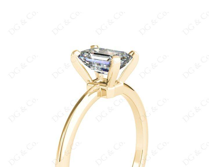 Emerald Cut Classic Four Claws Diamond Solitaire Ring - 18K Yellow - DG & Co. Jewellery