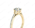Round Cut Four Claw Set Diamond Ring with Pave Set Diamonds on the Band - 18K Yellow - DG & Co. Jewellery