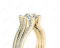 Round Cut Six Claws Diamond Signature Ring with Channel set Down in the Shoulders in 18K Yellow - DG & Co. Jewellery