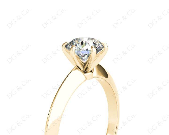 Round Cut Classic Six Claw Diamond Engagement Solitaire Ring - 18K Yellow - DG & Co. Jewellery
