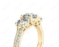 Round Cut Trilogy Diamond Engagement ring with claw set center stone - 18K Yellow - DG & Co. Jewellery