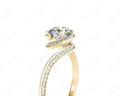 Round Cut Twist band claw set diamond with grain set side stone in 18K Yellow - DG & Co. Jewellery