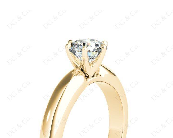 Round cut classic diamond solitaire ring with six claws setting - 18K Yellow - DG & Co. Jewellery
