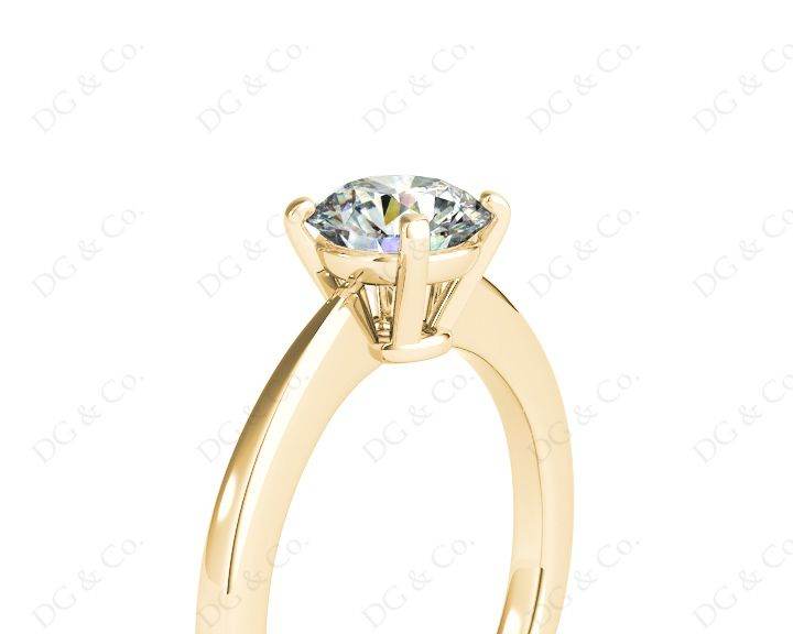 Unique Round Cut Classic Four Claws Diamond Solitaire Engagement Ring - 18K Yellow - DG & Co. Jewellery