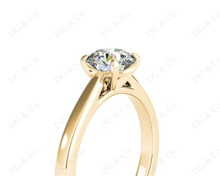 Round Brilliant Cut Solitaire Four Claws Diamond Ring in 18K Yellow - DG & Co. Jewellery