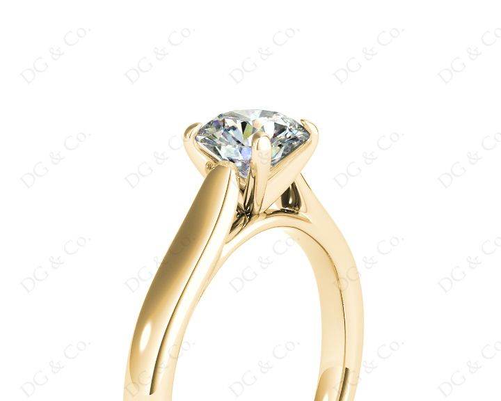 Round Cut Solitaire Four Claws Diamond Engagement Ring in 18K Yellow - DG & Co. Jewellery