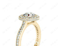 Vintage Style Round Cut Halo Diamond Ring with Bezel Set Centre Stone - 18K Yellow - DG & Co. Jewellery