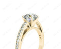 Round Cut Four Claws V Set Diamond Ring with Grain Set Side Stones in 18K Yellow - DG & Co. Jewellery
