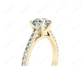 Round Cut Four Claws Diamond Ring with Pave Set Side Stones - 18K Yellow - DG & Co. Jewellery