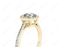 Cushion Cut Halo Diamond Engagement Ring with Claw Set Centre Stone with Pave Set Side Stones - 18K Yellow - DG & Co. Jewellery
