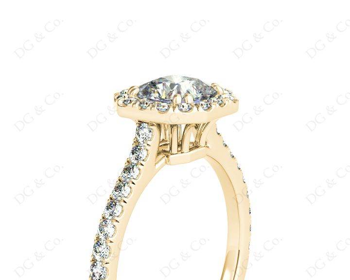 Cushion Square Cut Halo Diamond Engagement Ring with Claw Set Centre Stone - 18K Yellow - DG & Co. Jewellery