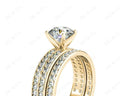 Round Cut Diamond Wedding Set Rings with Pave Setting Side Stones in 18K Yellow - DG & Co. Jewellery