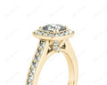 Vintage Style Halo Cushion Cut Ring with Four Claws Set Centre Stone - 18K Yellow - DG & Co. Jewellery