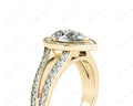 Pear Shape Halo Diamond ring with claw set centre stone - 18K Yellow - DG & Co. Jewellery
