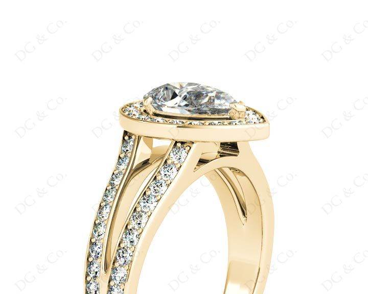 Pear Shape Halo Diamond ring with claw set centre stone - 18K Yellow - DG & Co. Jewellery