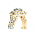 Round cut double halo diamond engagement ring with four claw setting centre stone - 18K Yellow - DG & Co. Jewellery
