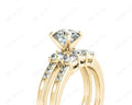 Round Cut Diamond trilogy wedding set rings with claw set side stone - 18K Yellow - DG & Co. Jewellery