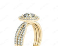 Round Cut Double Halo Diamond Engagement ring with claw set centre stone - 18K Yellow - DG & Co. Jewellery