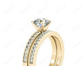 Round cut diamond wedding set rings with four claws setting in 18K Yellow - DG & Co. Jewellery